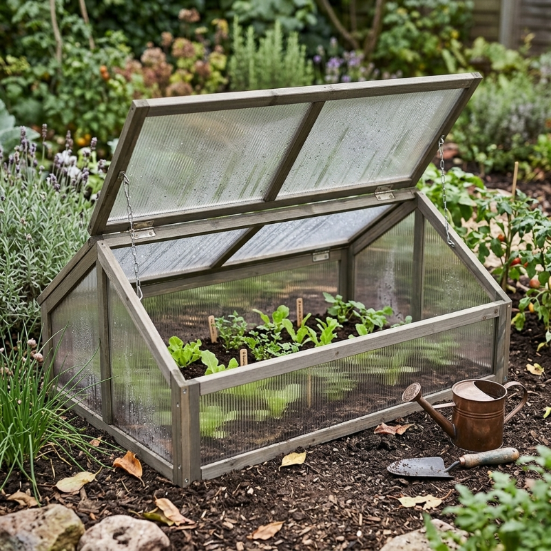Mini-serre de jardin 114 x 80 x 50 cm en bois de sapin | Atelier Solarya