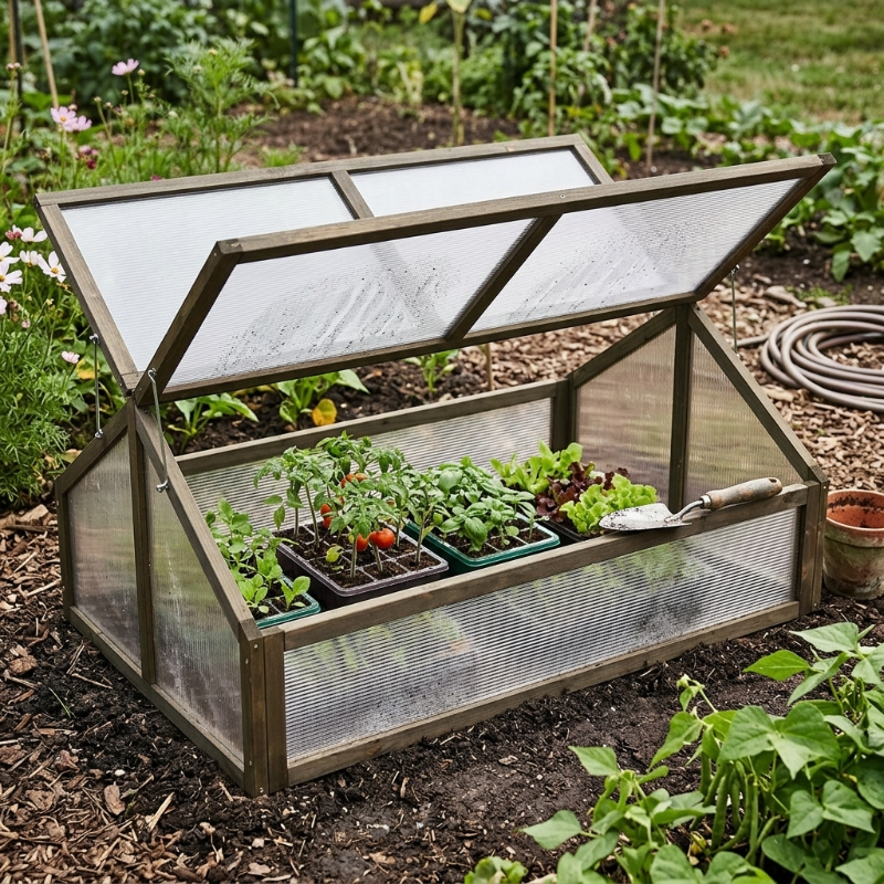 Mini-serre de jardin 114 x 80 x 50 cm en bois de sapin | Atelier Solarya