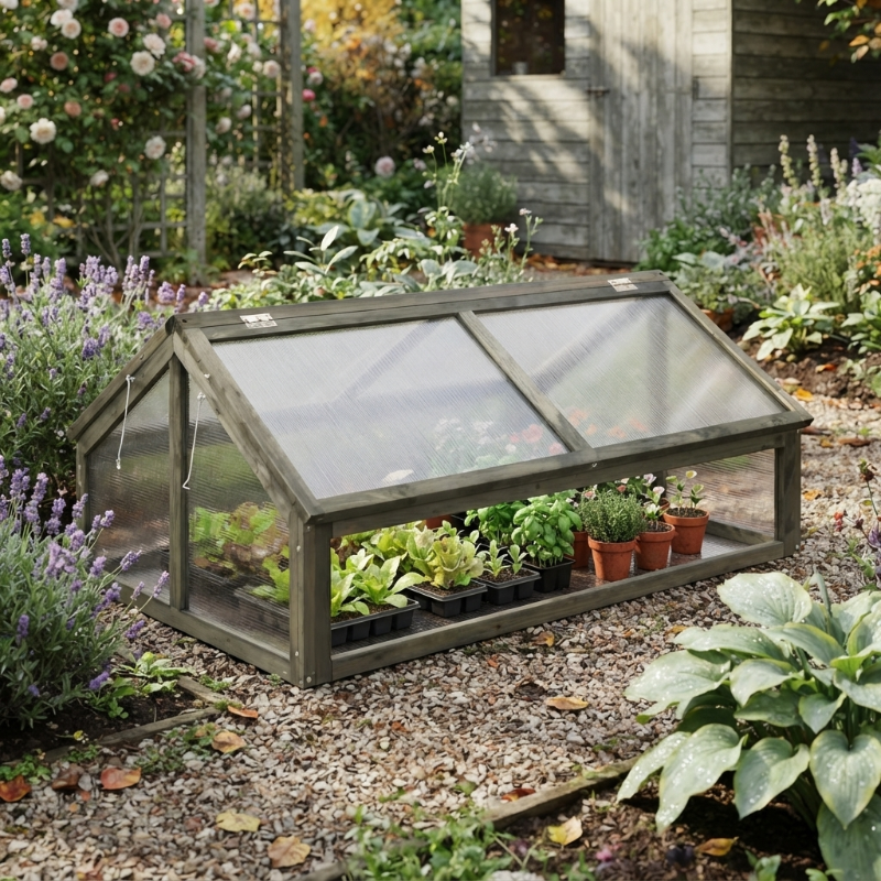 Mini-serre de jardin 114 x 80 x 50 cm en bois de sapin | Atelier Solarya