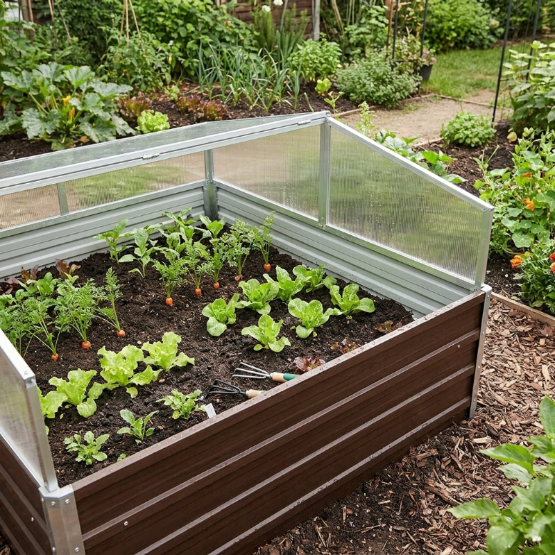 Mini-serre de jardin 100 x 100 x 85 cm marron en acier | Atelier Solarya