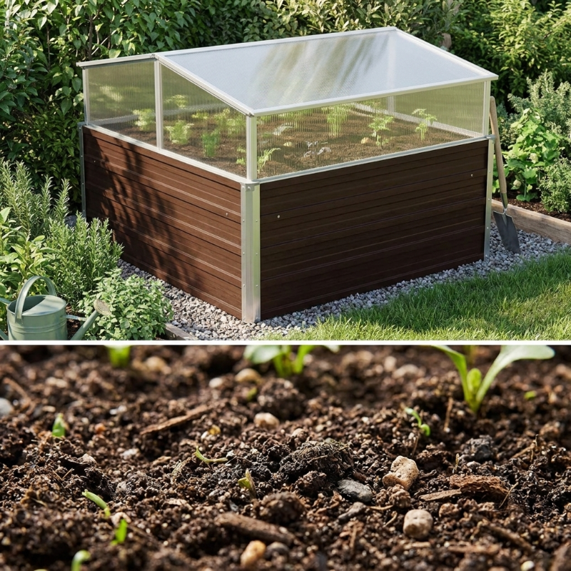 Mini-serre de jardin 100 x 100 x 85 cm marron en acier | Atelier Solarya